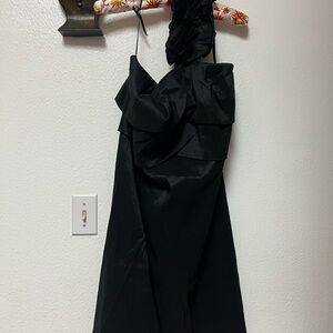 Snap One Shoulder Black Dress